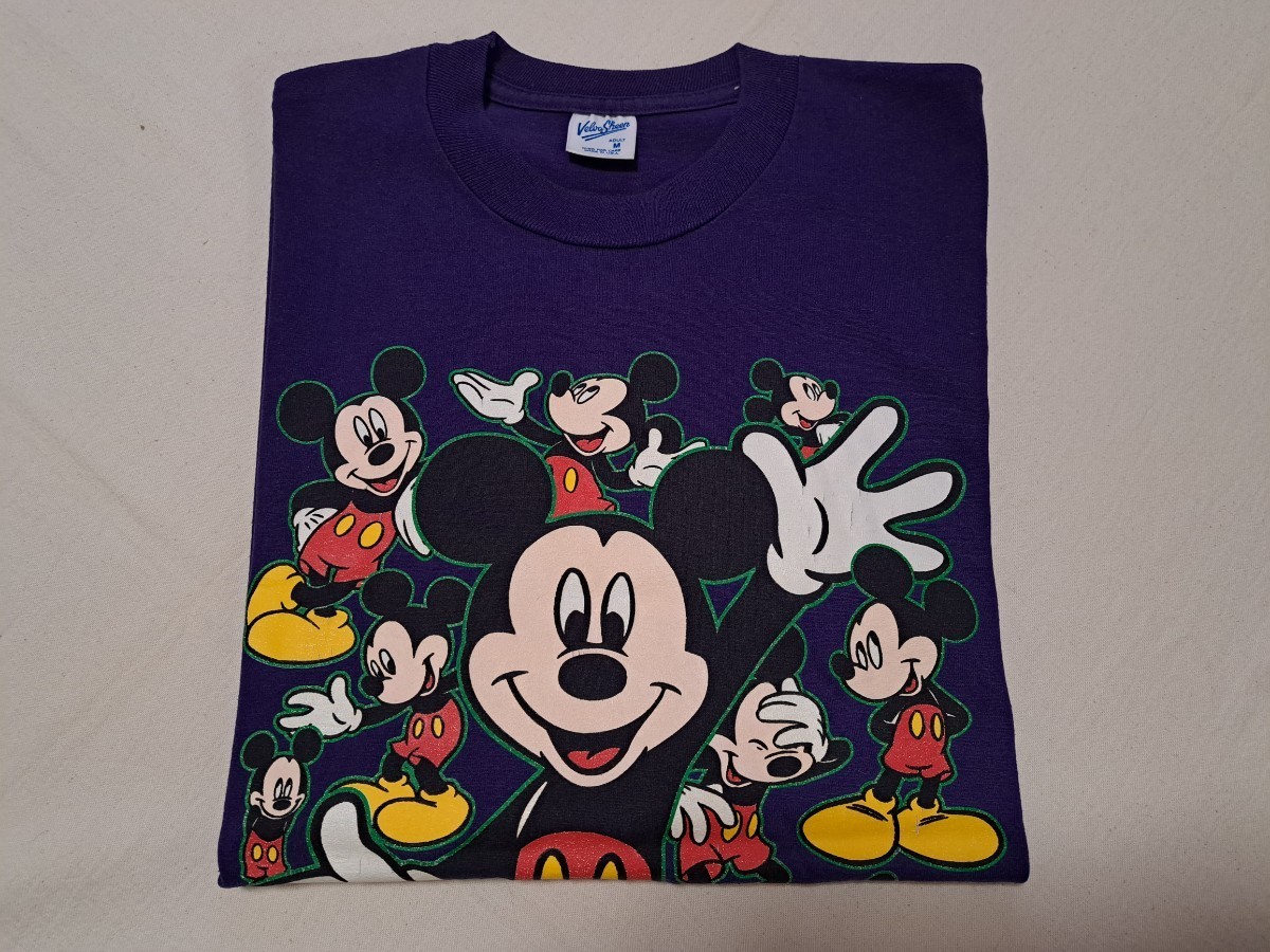 ■90’s～♪VINTAGE USA製 Disney ミッキー プリント Tシャツ ムラサキ OLD MICKEY MOUSE 90年代 アメリカ製【Mサイズ】■_画像8