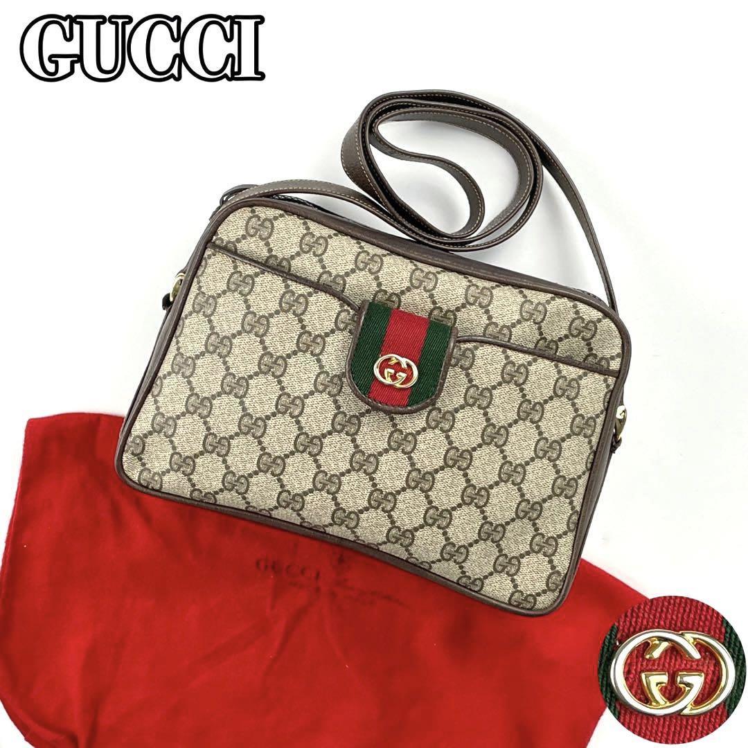 美品 GUCCI グッチ ショルダーバッグ インターロッキング ゴールド金具