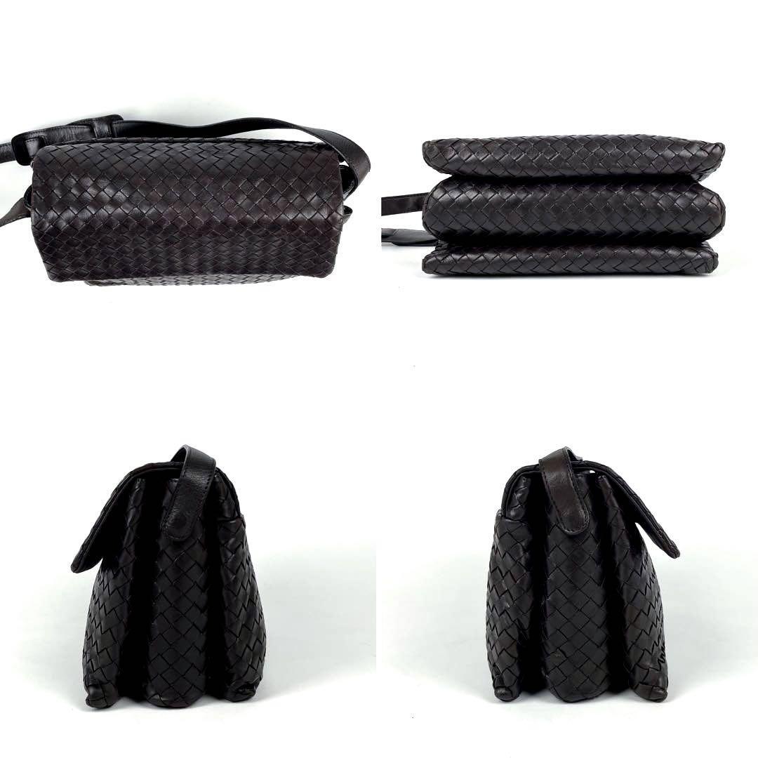 美品■BOTTEGA VENETA ボッテガヴェネタ ショルダーバッグ イントレチャート 肩掛け ワンショルダー ラムレザー ダークブラウン系 男女兼用