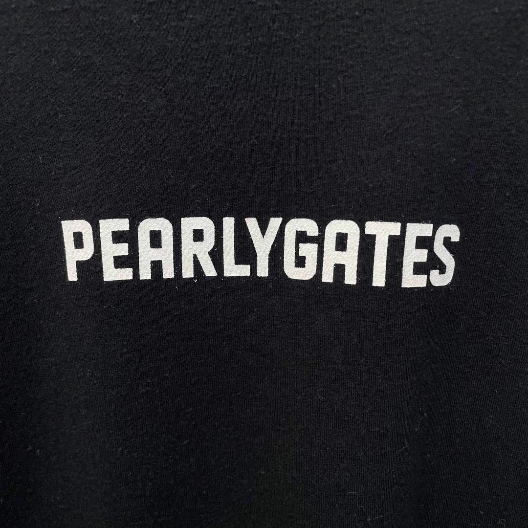 【大人気】パーリーゲイツ　ゴルフウエア　モックネック　プリントロゴ　長袖Tシャツ　ブラック　メンズ　4サイズ　PEARLY GATES