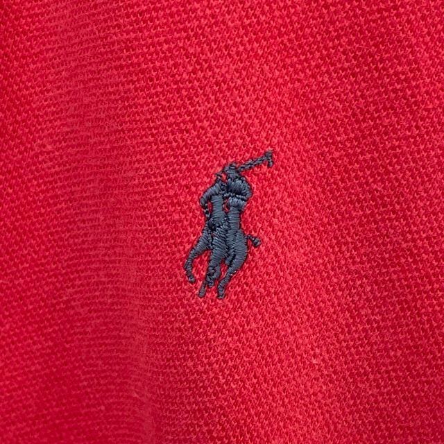 【USA製】ポロラルフローレン　ワンポイント　ポニー刺繍　半袖ポロシャツ　赤　メンズ　Ｌサイズ　POLO RALPH LAUREN
