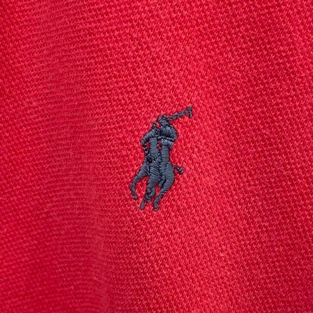 【USA製】ポロラルフローレン　ワンポイント　ポニー刺繍　半袖ポロシャツ　赤　メンズ　Ｌサイズ　POLO RALPH LAUREN_画像8