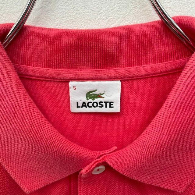 【大きめ】ラコステ LACOSTE　ワニロゴ　ロゴ刺繍　鹿の子　半袖ポロシャツ　メンズ　5サイズ