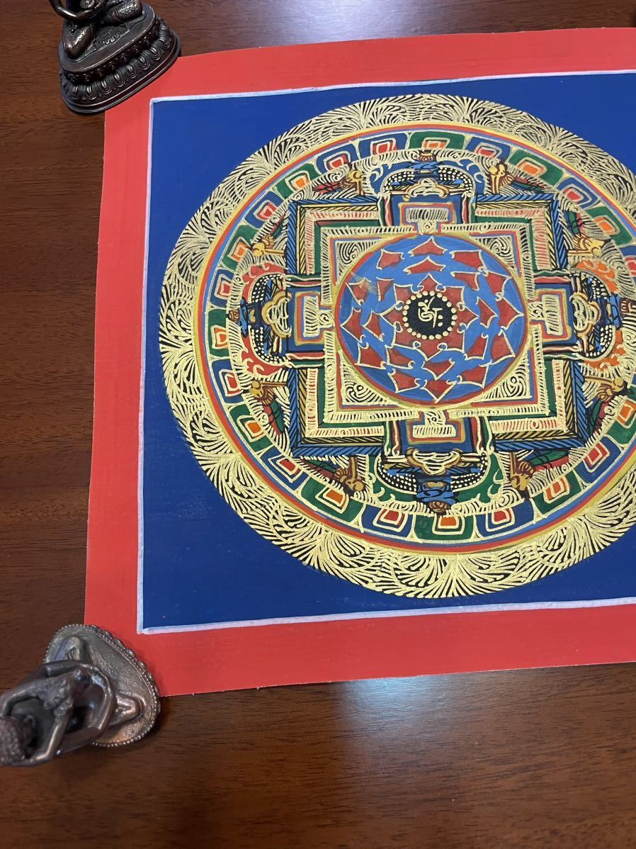  《SALE》手描き 肉筆画 チベット密教　新品　1点物 タンカ　曼荼羅　マンダラ　梵字　仏教美術 瞑想 c8