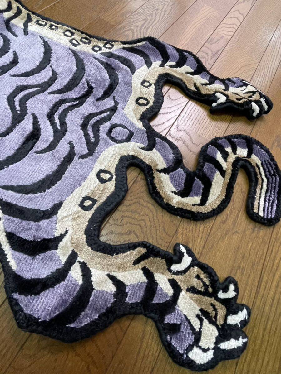 新品 本物 シルク チベタンタイガー 虎 チベット絨毯 Sサイズ 78