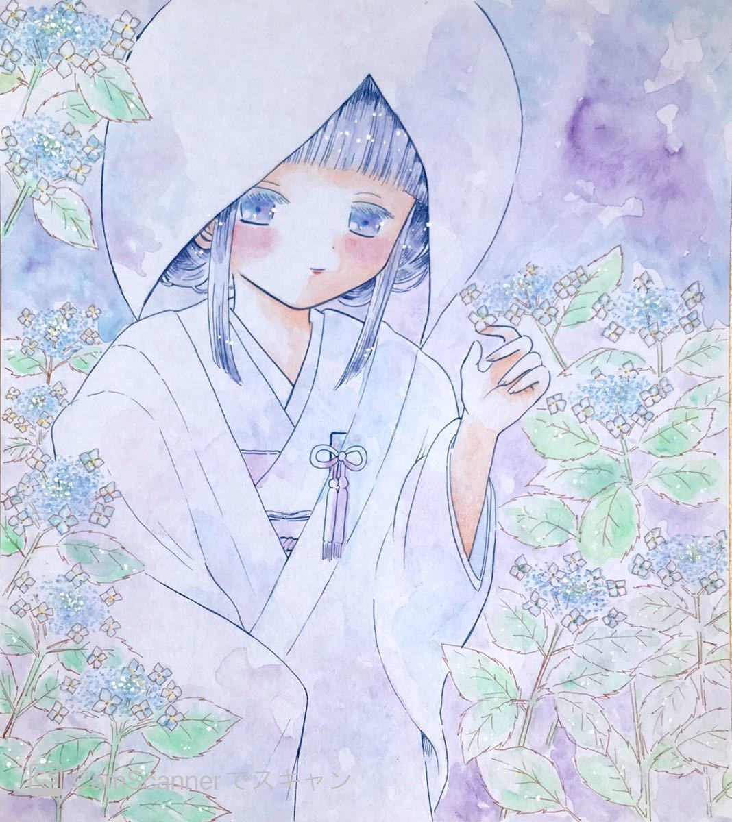 ランキング入賞商品 bride(日本紫陽花)】色紙 手描きイラスト