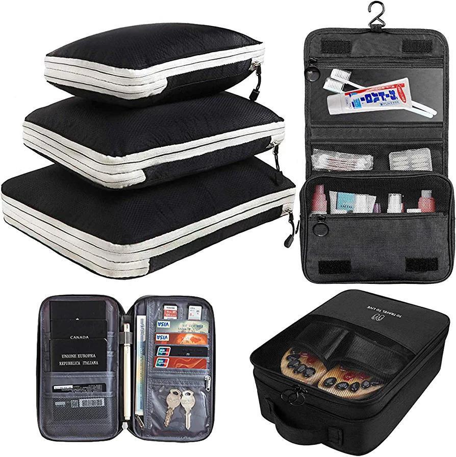 [ free shipping ]HomeFirst compression bag 6 point set travel pouch black 