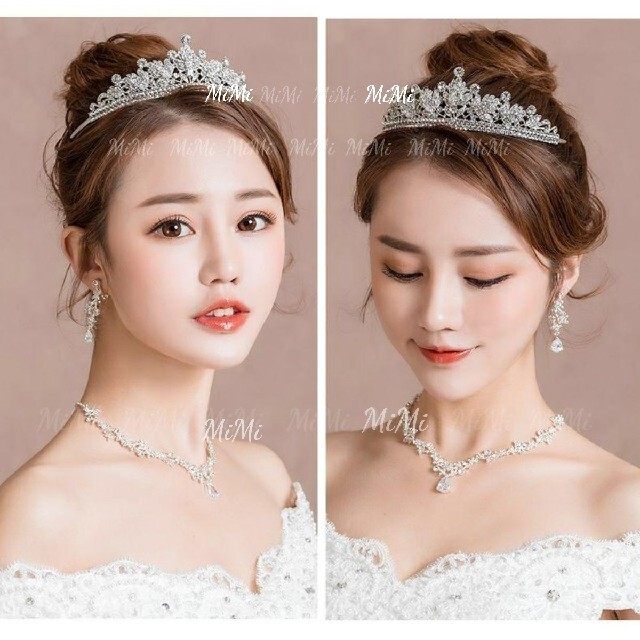  Cubic Zirconia 3 point set earrings ( earrings )* necklace * Tiara wedding wedding accessory wedding 