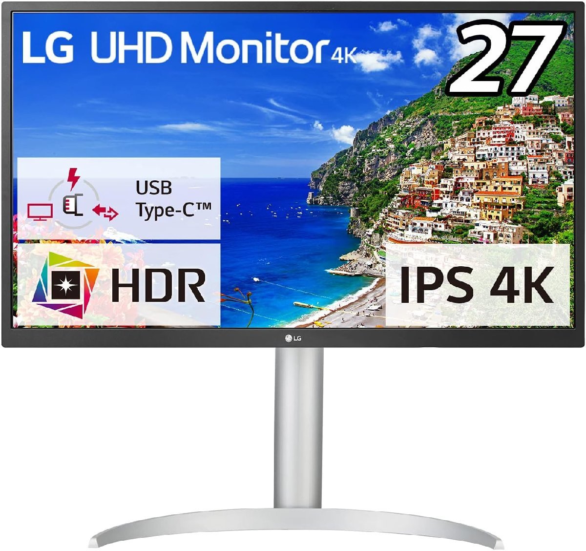 LG モニター ディスプレイ 27UP550N-W 27インチ/4K/HDR/IPS/アンチグレア/U(中古品)