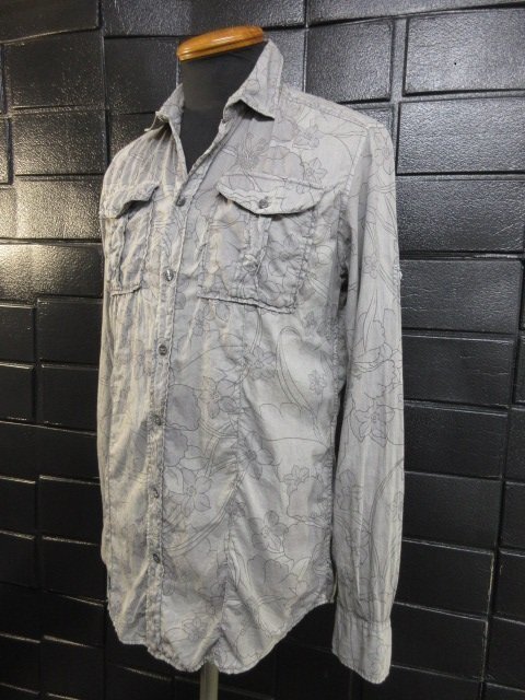 y8557 DOLCE&GABBANA メンズシャツ Mサイズ グレー系 薄手 花柄