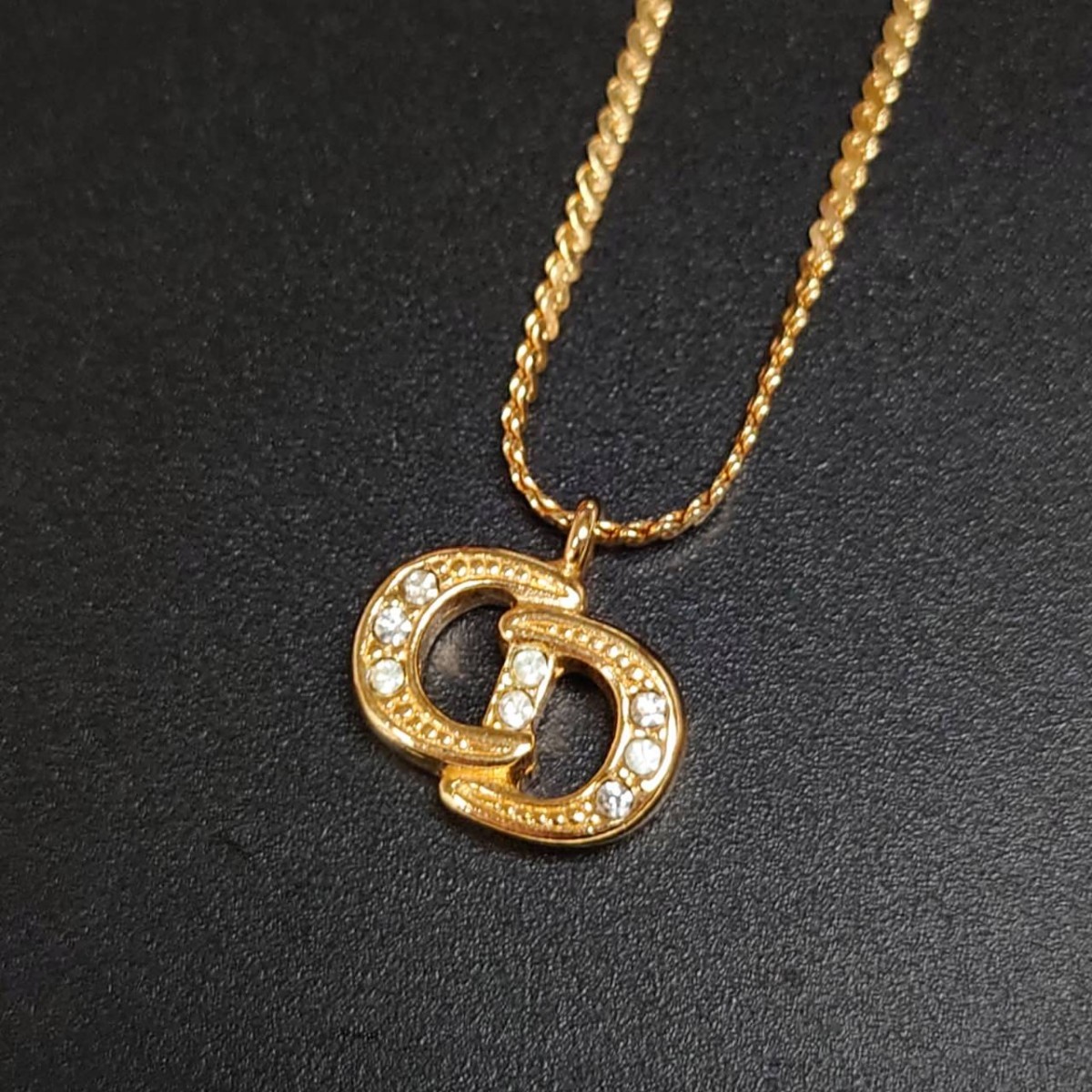 Dior ディオール ネックレス ゴールド ストーン ヴィンテージCD