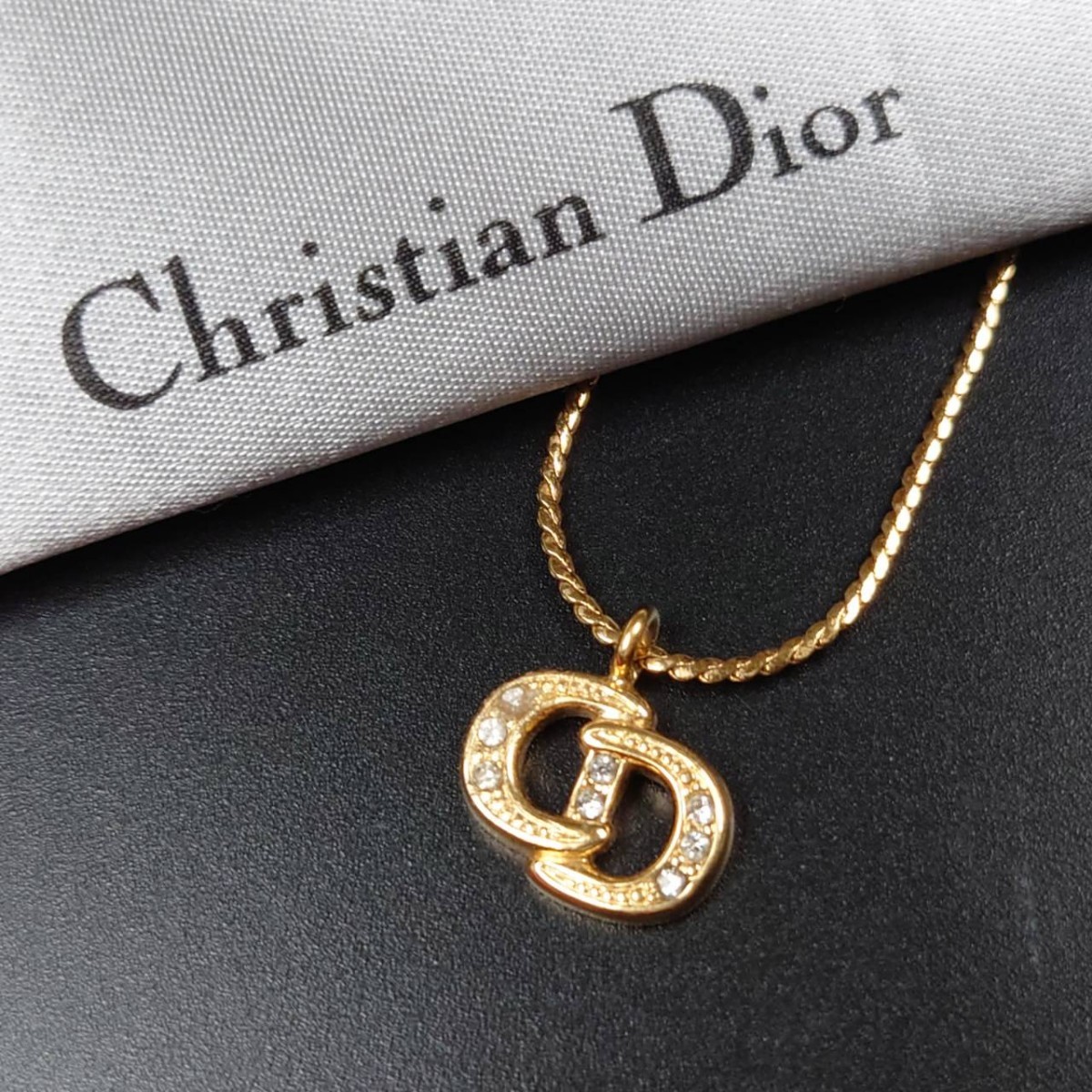 美品】 Dior ディオール ネックレス CD ロゴ ラインストーン ゴールド