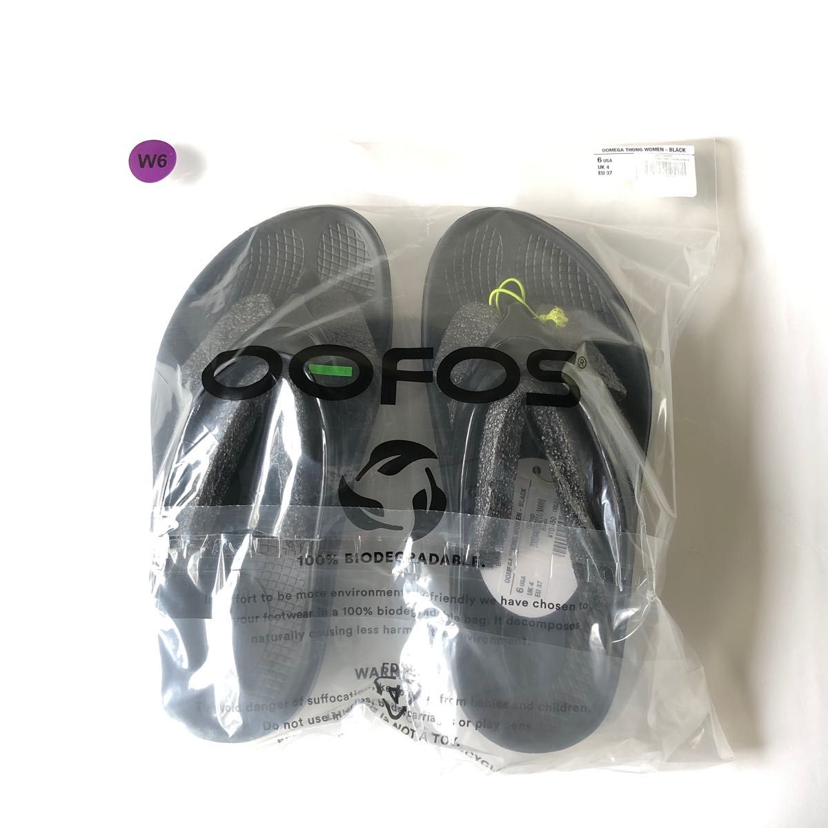 OOFOS OOMEGA W6 37 23cm BLACK 厚底-