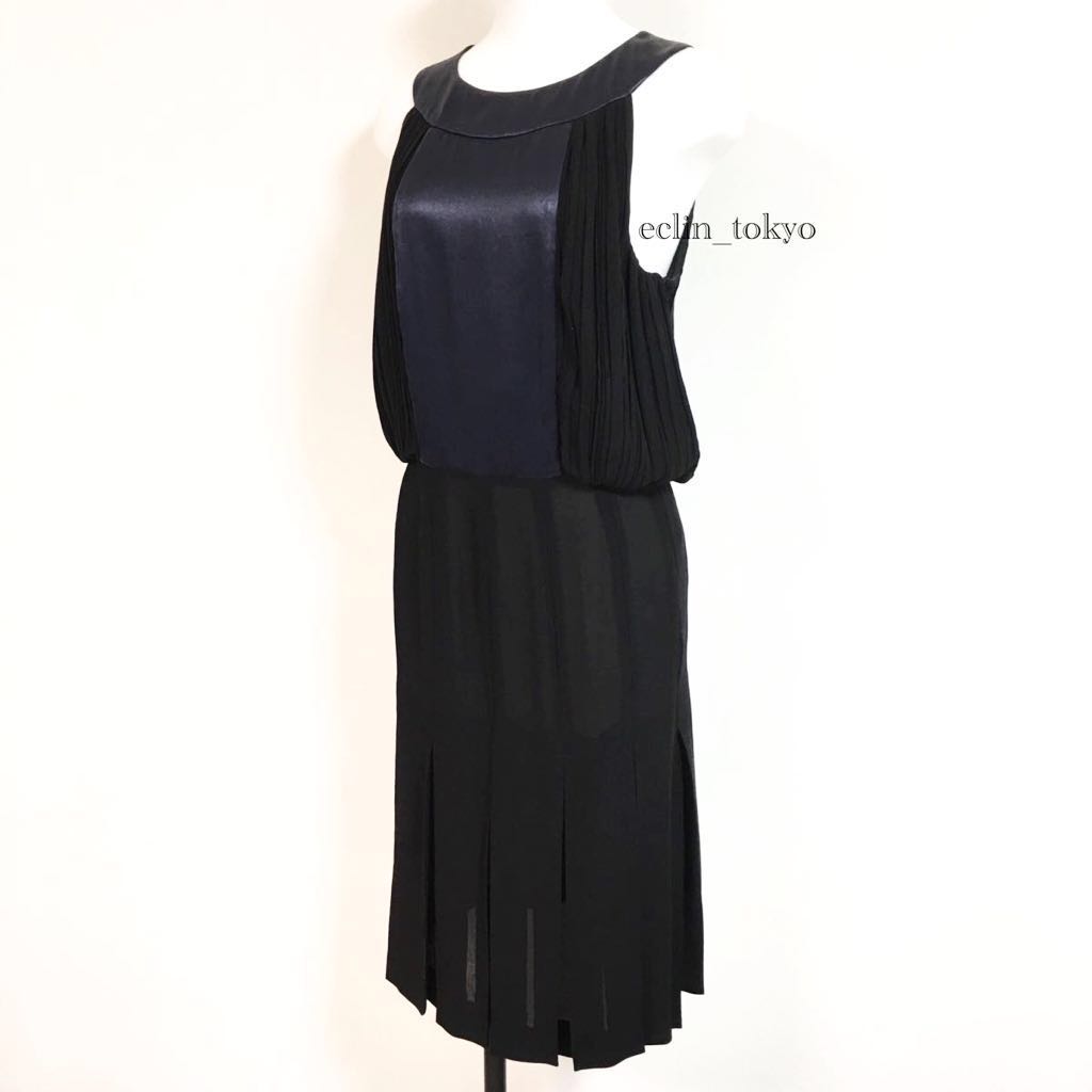 [E844] as good as new FENDI Fendi top class silk100%. on goods silk chiffon no sleeve dress One-piece 40 tag attaching 