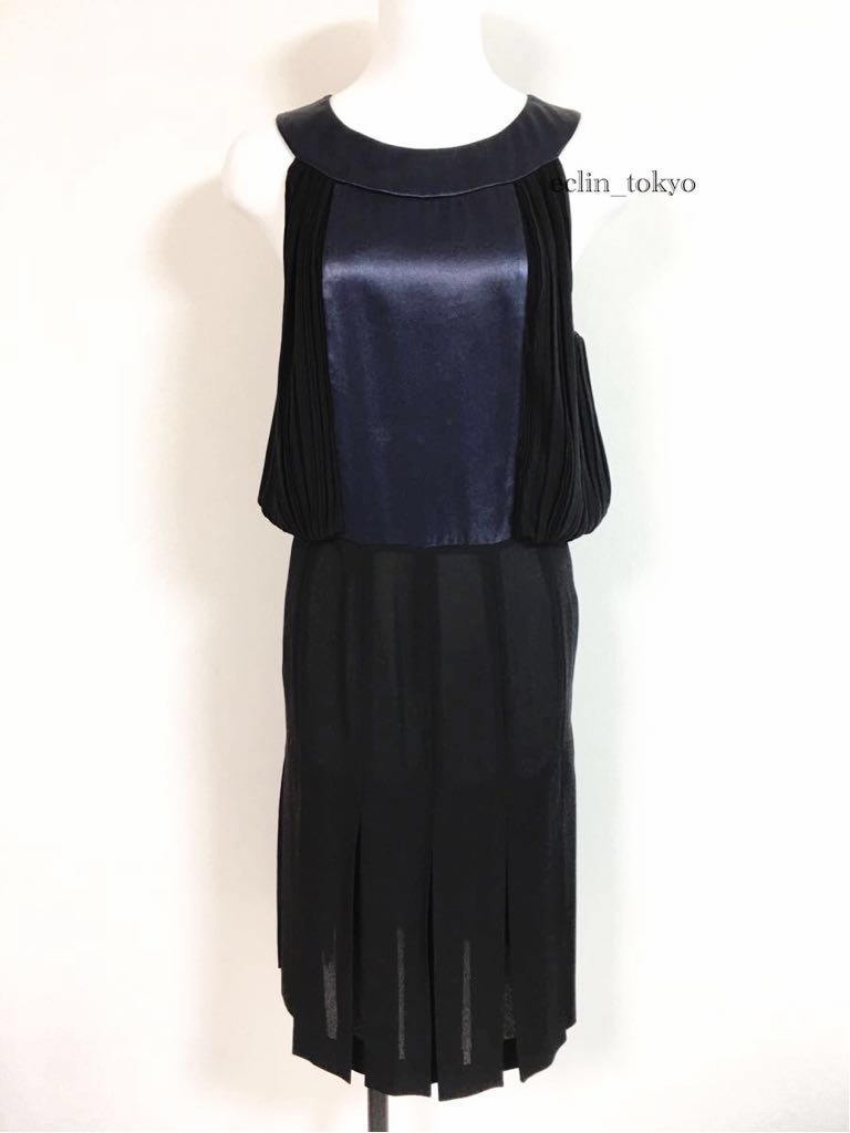 [E844] as good as new FENDI Fendi top class silk100%. on goods silk chiffon no sleeve dress One-piece 40 tag attaching 