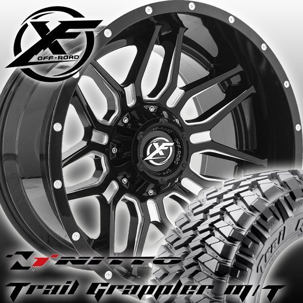 20x12J TJ JK JLラングラー XF OFFROAD XF222 20インチマッドタイヤホイールセット NITTO TRAIL GRAPPLER MT 35x12.50R20 37x12.50R20_画像1