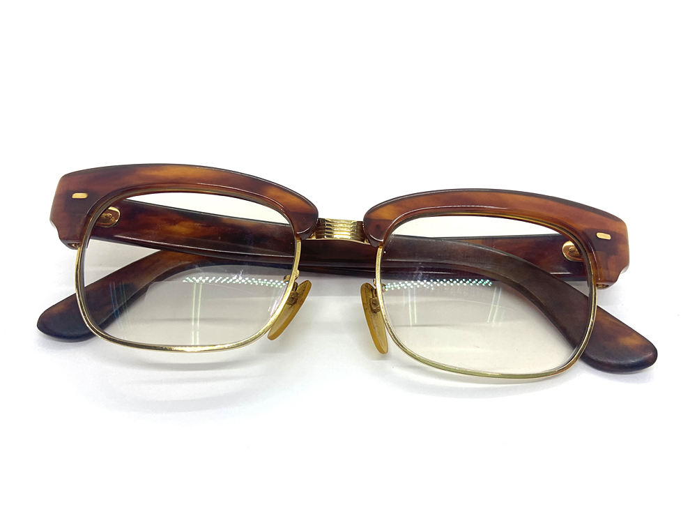 【べっ甲】K18YG イエローゴールド メガネ レンズ付き メガネフレーム 眼鏡 老眼鏡_画像1