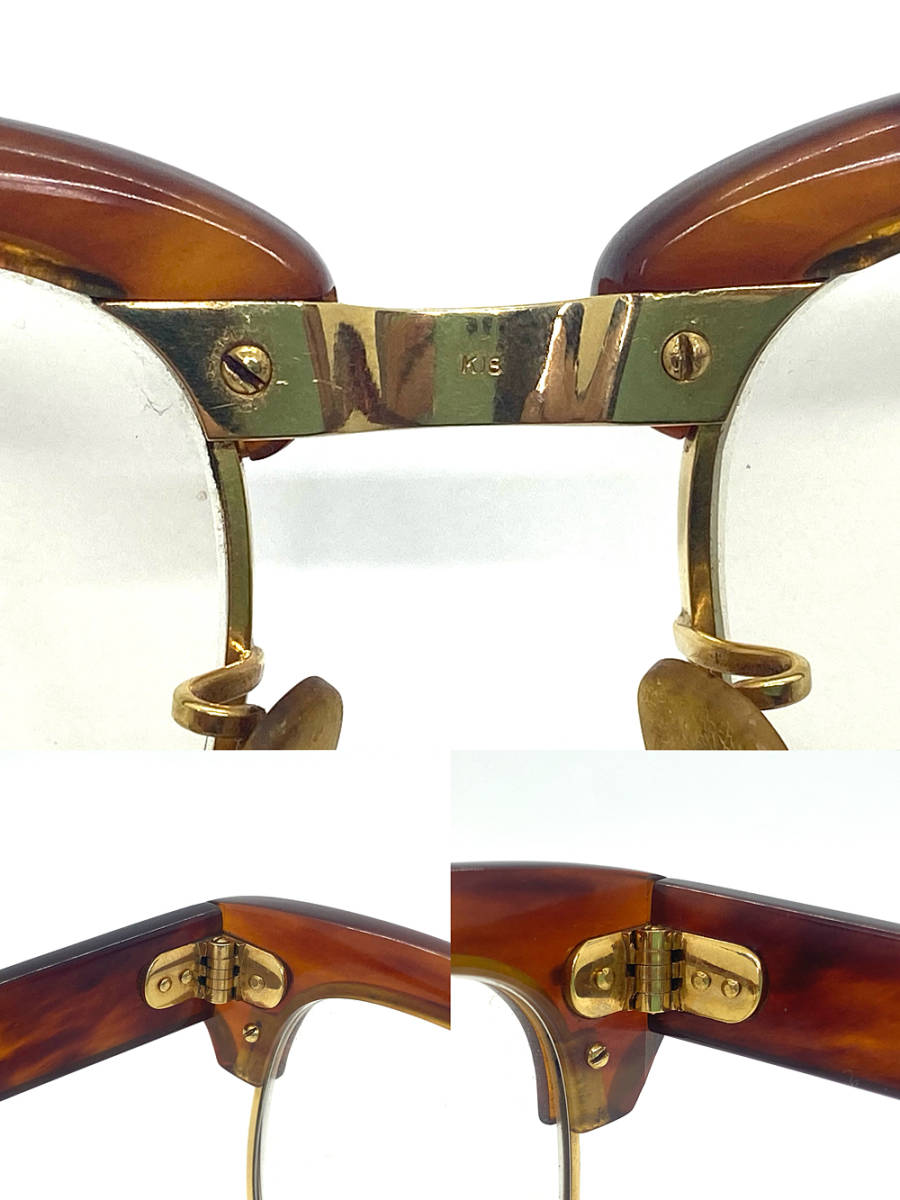 【べっ甲】K18YG イエローゴールド メガネ レンズ付き メガネフレーム 眼鏡 老眼鏡_画像8