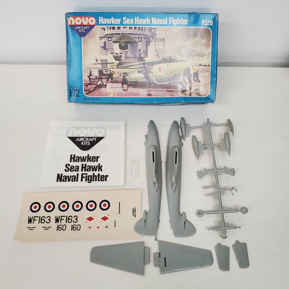 SE0604-210□組立途中 novo Hawker Sea Hawk Naval Fighter 1/72 プラモデル 模型 シーホーク 箱説有り パーツ未確認 　_画像1