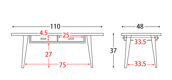 期間限定特別価格　テーブル　ローテーブル　木製　引出付き　楕円形　たまご型　センターテーブル Coln（コルン）幅110cm ブラウン色
