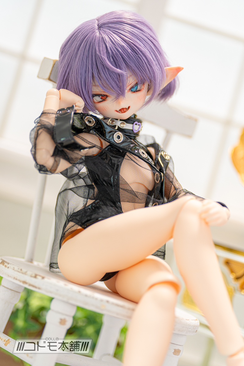 【コドモ本舗】DDH-27 SW肌 カスタムヘッド＋デカールアイ3種＋舌パーツ＋ウィッグ＋エルフ耳＋おまけ衣装類※難あり_画像5