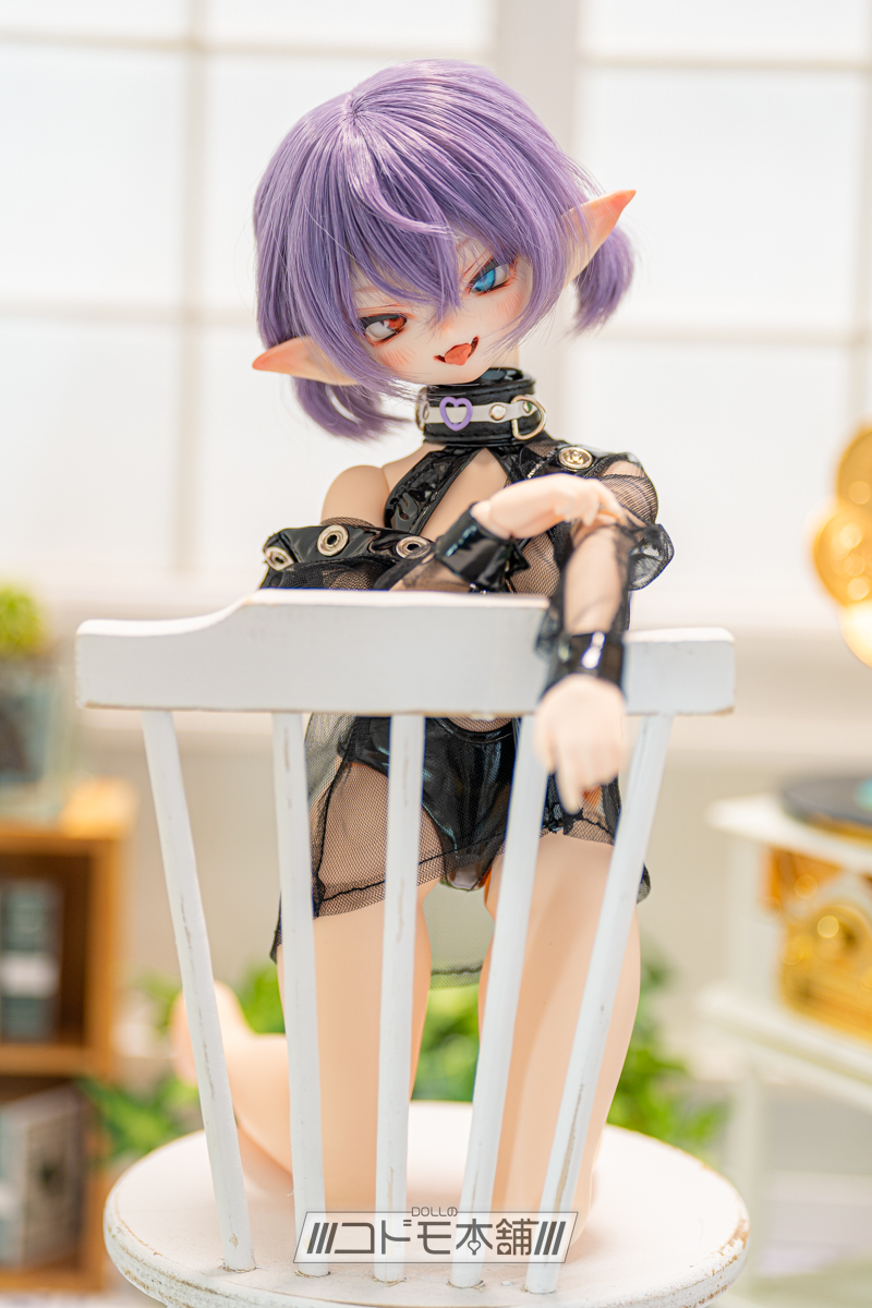 【コドモ本舗】DDH-27 SW肌 カスタムヘッド＋デカールアイ3種＋舌パーツ＋ウィッグ＋エルフ耳＋おまけ衣装類※難あり_画像6