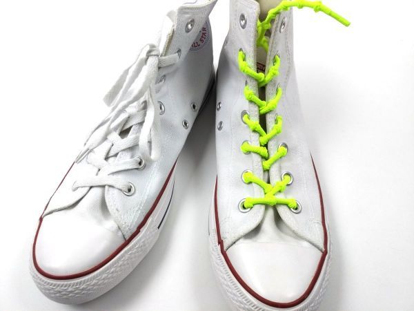 結ばない靴紐 ゴム 伸縮素材 蛍光イエロー 75cm ジョギング ウォーキング キッズにもの画像4