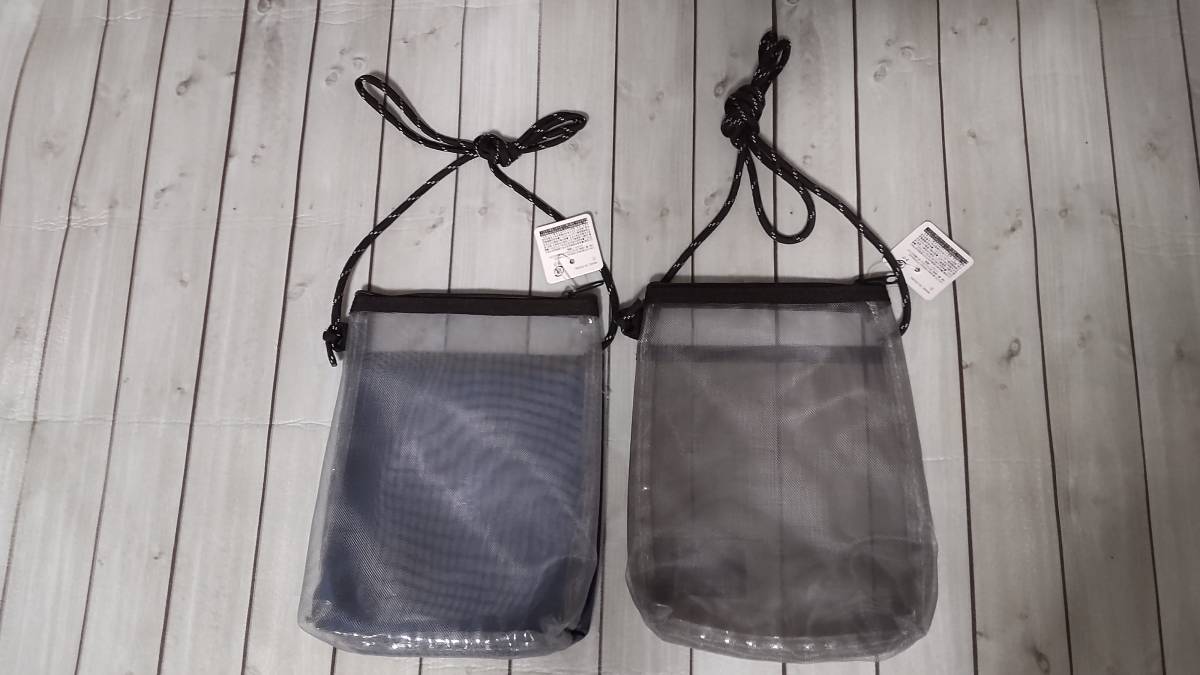  unused new goods light weight sakoshu2 piece set navy + Brown main pocket is fastener attaching mesh material PVC pocket attaching approximately 18×15×4cm