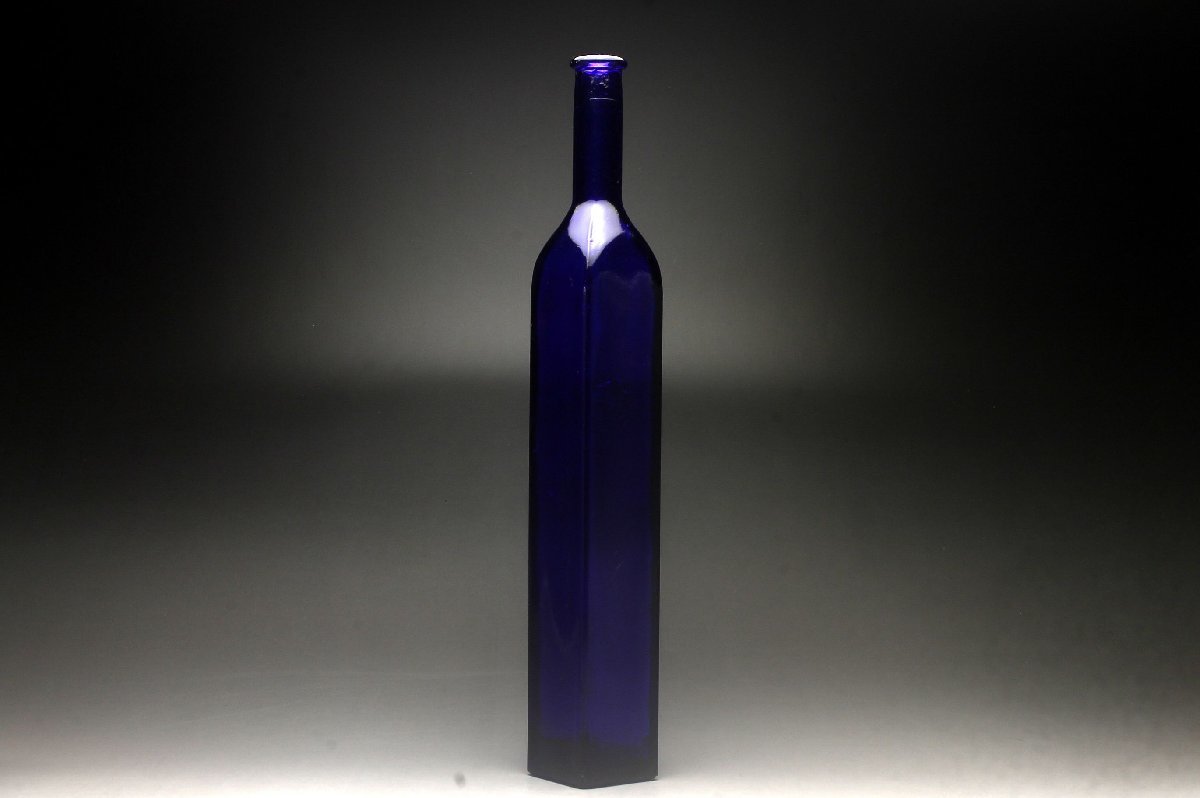 【余韻】 華道具 色被せ 青 ガラス 花瓶 一輪挿★高さ：31cm 無傷美品＜同梱可＞の画像2