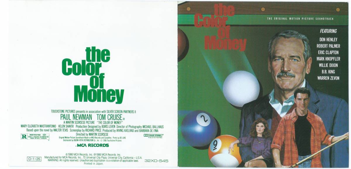 THE COLOR OF MONEY саундтрек 32XD-545 записано в Японии CD Hustler 2 саундтрек DON HENLEY MARK KNOPFLER ROBERT PALMER 4 листов включение в покупку отправка возможность 