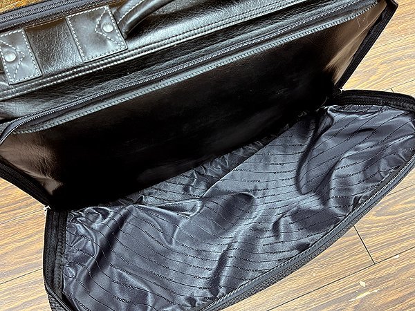 Samsonite/ Samsonite suit bag 2way black leather / nylon shoulder / business bag / garment bag key attaching 