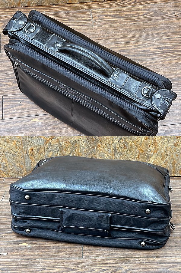 Samsonite/ Samsonite suit bag 2way black leather / nylon shoulder / business bag / garment bag key attaching 