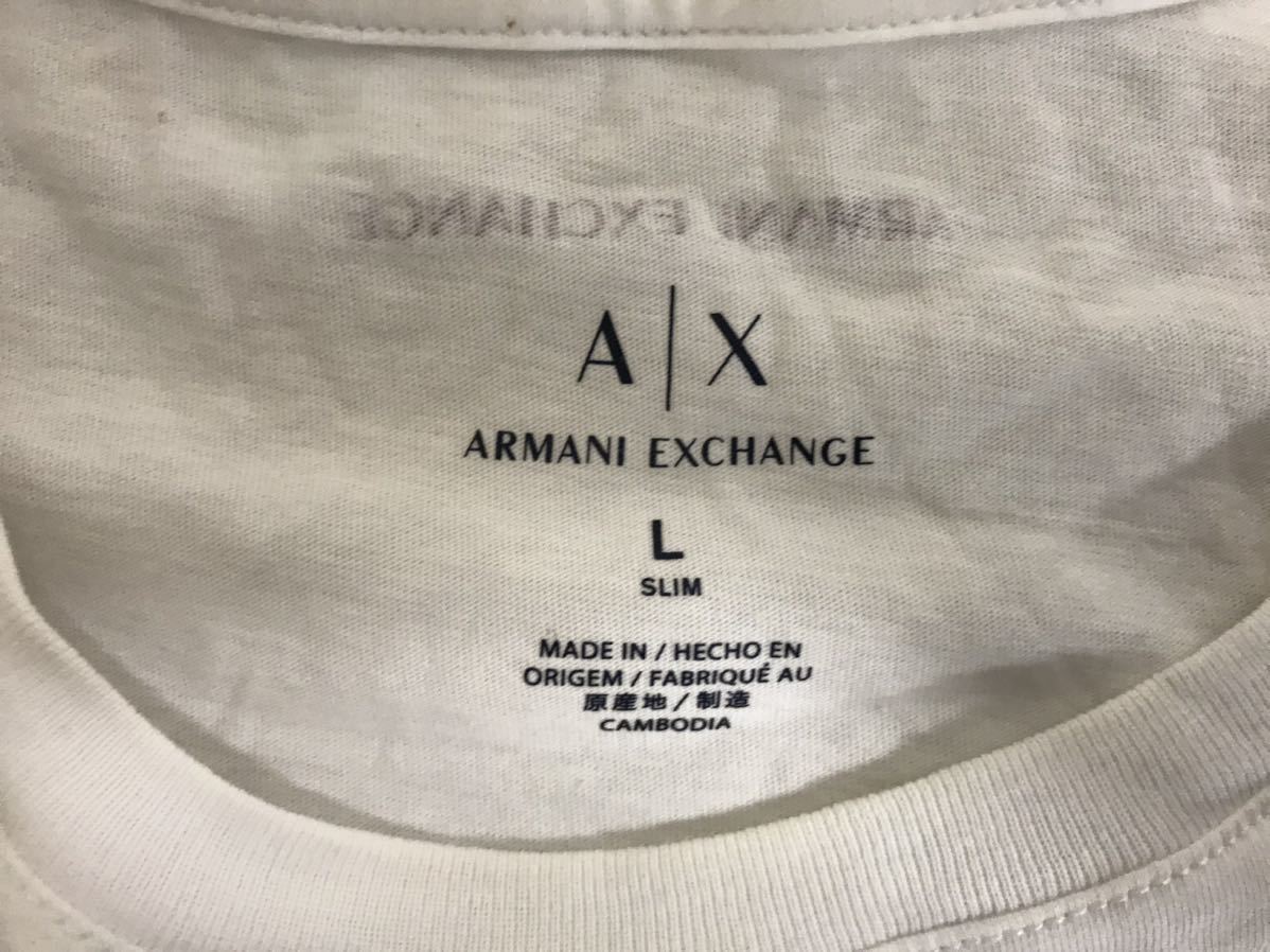本物アルマーニエクスチェンジARMANI AXコットンロゴプリント半袖Tシャツメンズアメカジサーフミリタリービジネススーツ白ホワイトL_画像5