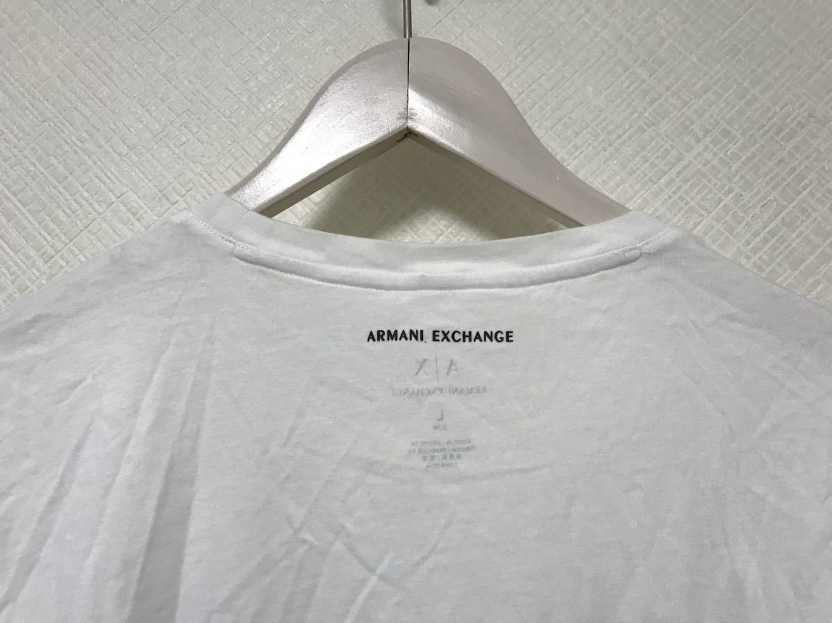 本物アルマーニエクスチェンジARMANI AXコットンロゴプリント半袖Tシャツメンズアメカジサーフミリタリービジネススーツ白ホワイトL_画像4