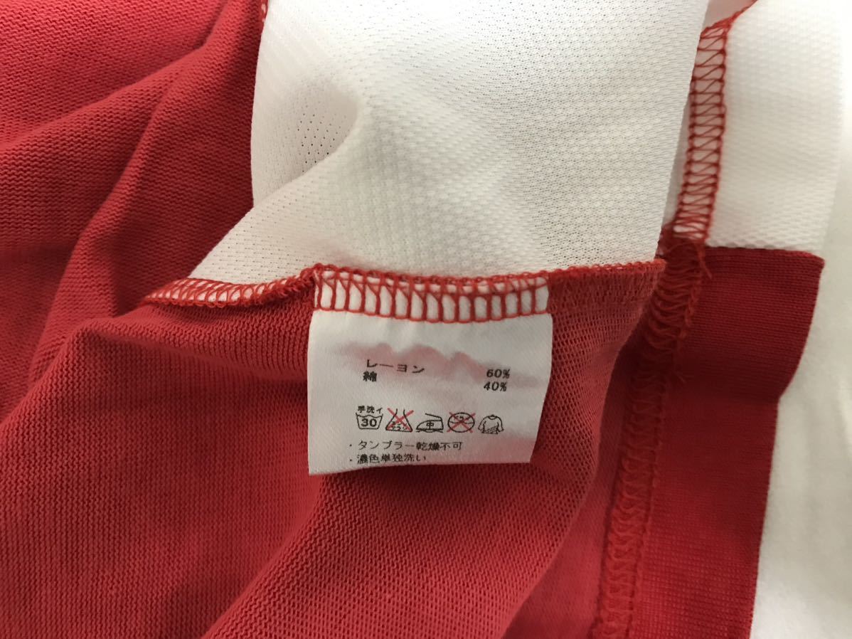 新品未使用本物パラノイドPARANOIDコットンレーヨンプリントVネック半袖Tシャツメンズアメカジサーフミリタリースーツ赤レッドXS日本製_画像5