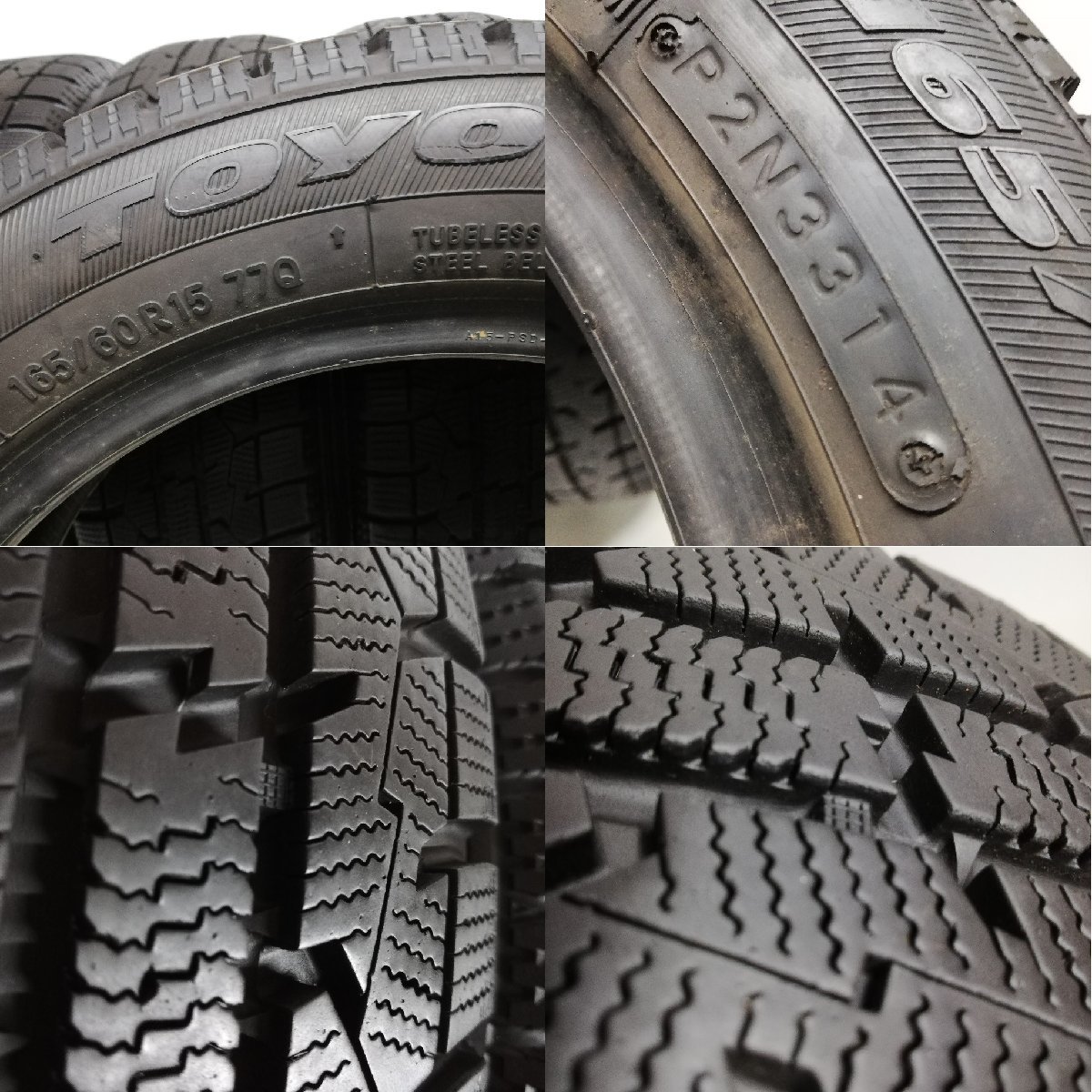 ◆本州・四国は送料無料◆ ＜希少！ スタッドレスタイヤ 4本＞ 165/60R15 トーヨータイヤ GARIT GIZ 2014年 80～85％ ハスラー 軽自動車_画像10