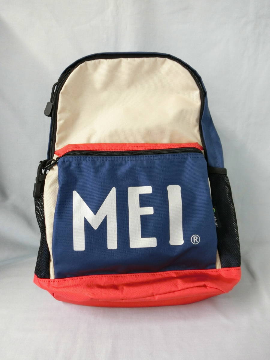 【美品】MEI Kids Foret コラボ 子ども用デイバッグ リュック バックパック ネイビー 紺 リフレクター レインカバー付きの画像1