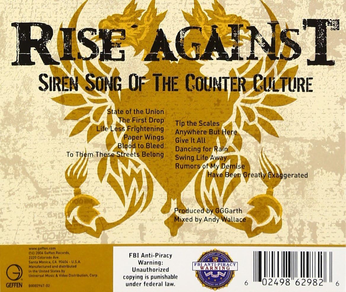 Siren Song of the Counter-Culture ライズ・アゲインスト 輸入盤CD_画像2