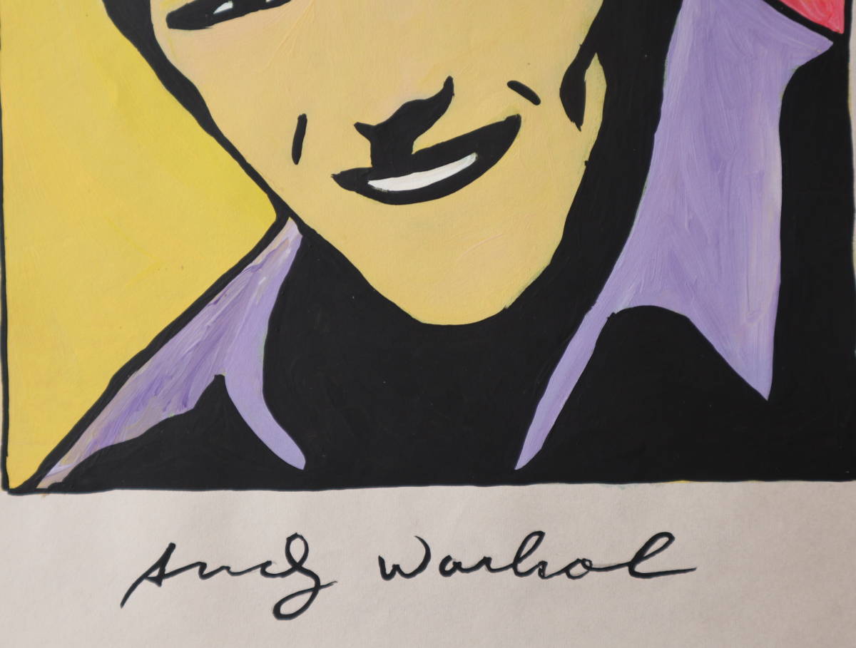 送料無料★アンディ・ウォーホルAndy Warhol★販売証明書★財団承認印AW★アクリル油彩画★希少★模写★サイン入り★23_画像3