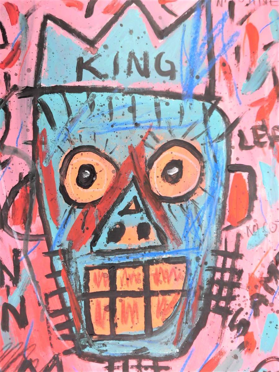 送料無料★ジャン＝ミシェル・バスキア Jean-Michel Basquiat★KING SAMO★模写★販売証明書★混合メディア_画像3