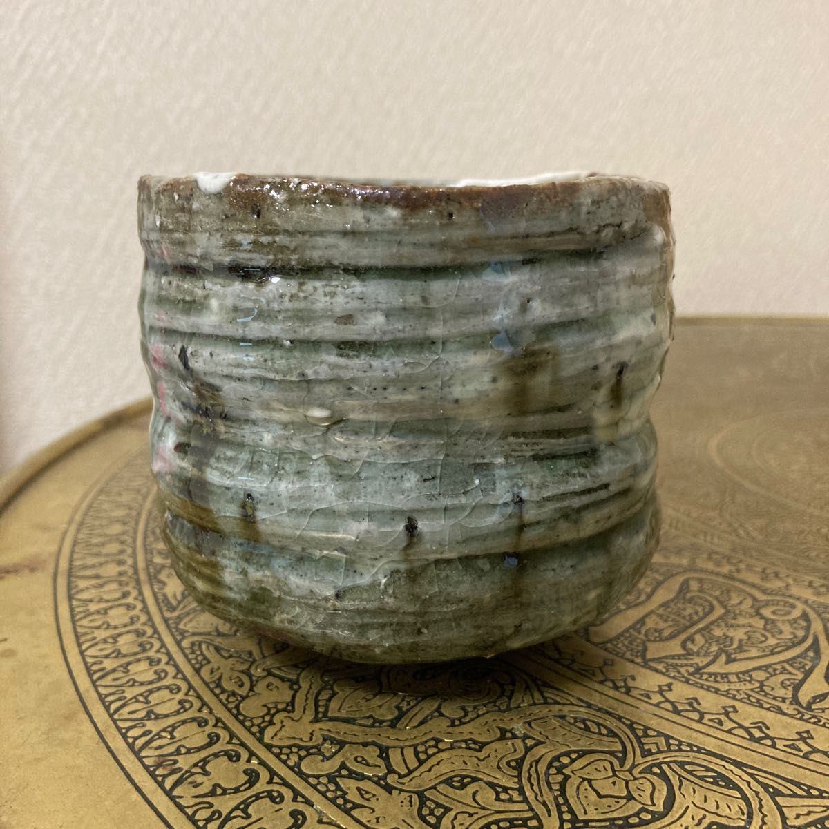 陽山窯 水野澤三 作 刷毛目茶盌 抹茶碗 茶道具 〈検 美濃焼 志野焼