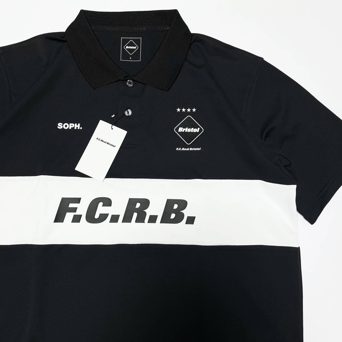 23SS新品L黒☆F.C.Real BristolポロシャツS/S PANEL POLOチームポロ