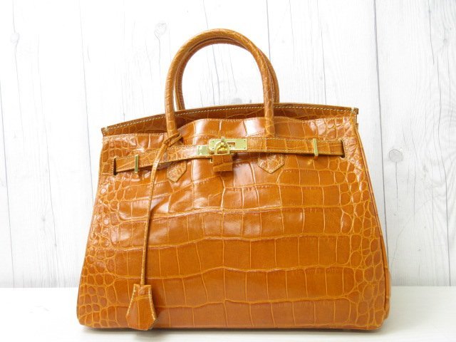 美品 HIGH CLASS ハイクラス ハンドバッグ バッグ レザー 茶 A4可