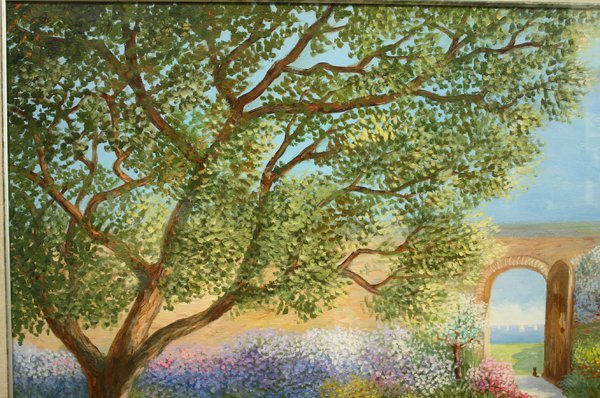 * last price cut * Alain *bo neck [ summer garden ] 40 number popular author recommended goods! cat oil painting Alain Bonnec*