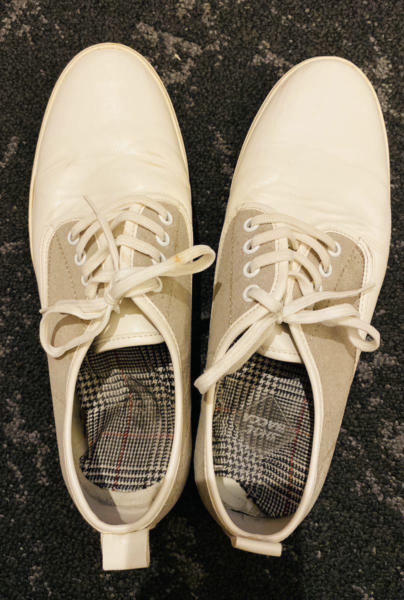 26.5~27 белый кремовый цвет Drive обувь симпатичный мужской средний ткань трещина L