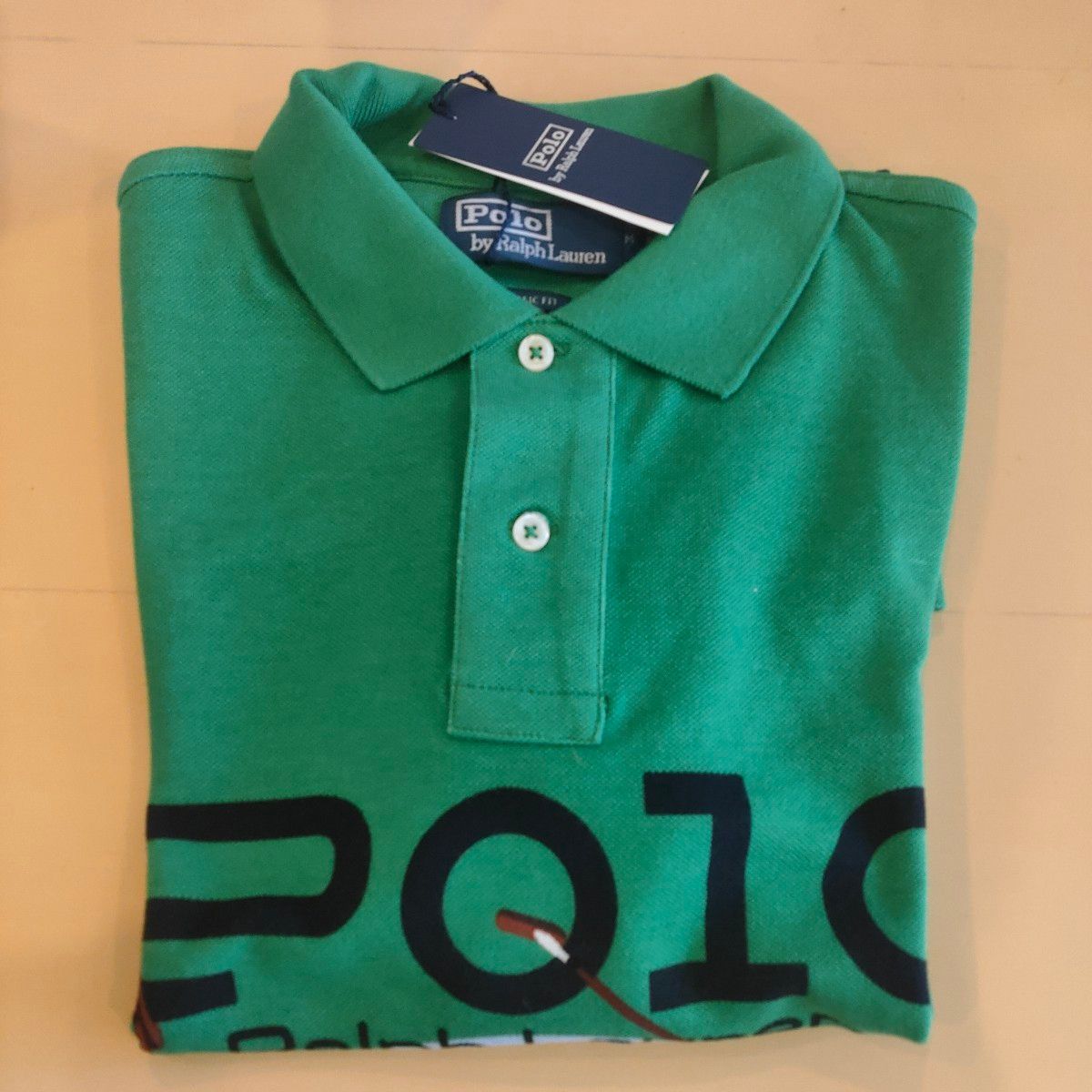 【新品】Polo Ralph Lauren ラルフローレン グラフィックポロシャツ Lサイズ【アメリカサイズのM】グリーン 