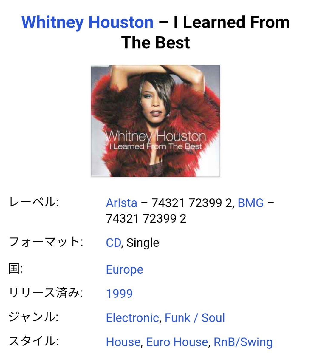 Whitney Houston /I Learned From The Best　ホイットニー・ヒューストン_画像4