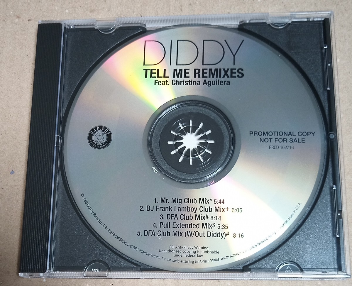 Diddy Feat. Christina Aguilera / Tell Me (Remixes)　クリスティーナ・アギレラ　プロモCDシングル_画像2