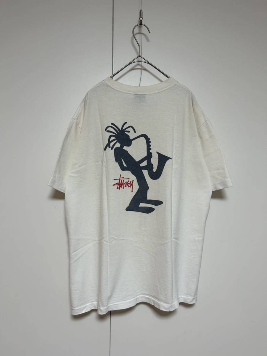 90s STUSSY ステューシー USA製 ジャズマン シャドーマン プリントT