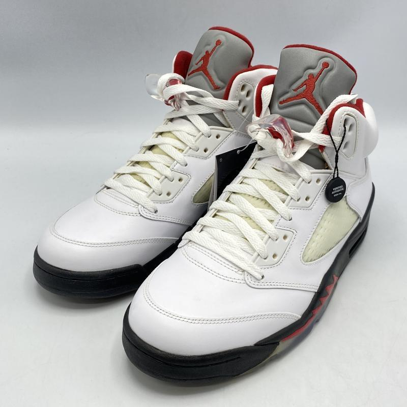 【中古】NIKE AIR JORDAN 5 RETRO スニーカー 28cm 136027-100 白 黒 赤 ナイキ エアジョーダン5レトロ P-51[240010387997]_画像1